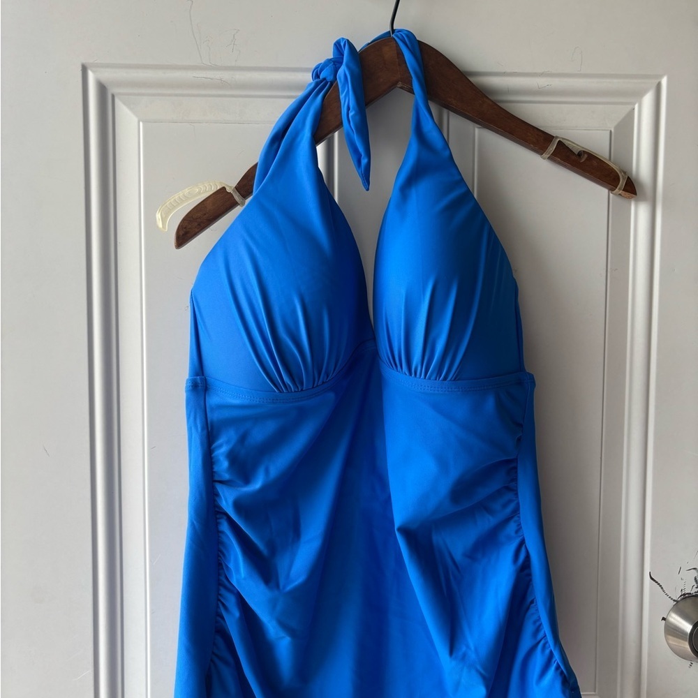 Merona Bright Blue Halter One-Piece Swimsuit